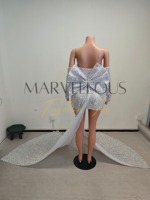 Último modelo MF 21st Bow, Vestidos rectos de fiesta y noche para mujer, con cintura imperio, cuello en V, hombros con diseño, corte en A, transpirables, con lentejuelas brillantes blancas