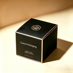 Boîte de crème pour le visage en papier kraft de luxe avec logo personnalisé, fond à fermeture automatique en feuille d'or, emballage écologique pour cosmétiques - Product Image 1