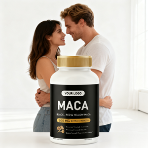 Maca-Ginseng-Kapseln für Männer Natürliche Energie Immununterstützung Magnesiumstearat 60-Kapseln-Formel Steigert Erwachsenen-Ausdauer Maca - Product Image 1