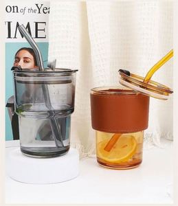 Bouteille d'eau portable créative et tendance en verre simple paroi avec paille, grande capacité, idéale pour l'été – Cadeau parfait - Product Image 3