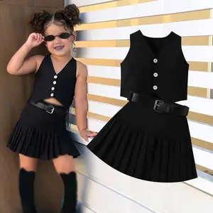 Conyson nuovo stile personalizzato nuovo arrivo tinta unita design Boutique ragazze per bambini abbigliamento a maniche corte leggings due pezzi