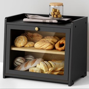Bread Storage Box Double Layer Transparent Acrylic Dustproof <b>Kitchen</b> Desktop Organizer Rectangle Shape - Product Image 1