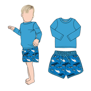 Nuovi Costumi da Bagno per Bambini in Vendita all'Ingrosso, Set 2 Pezzi con Maniche Lunghe e Pantaloncini, per Giocare in Spiaggia in Estate - Product Image 6