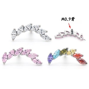 Boucles d'oreilles en alliage de titane incrustées de zircon en forme de plante, pour cartilage d'oreille, accessoires de bijoux - Product Image 4