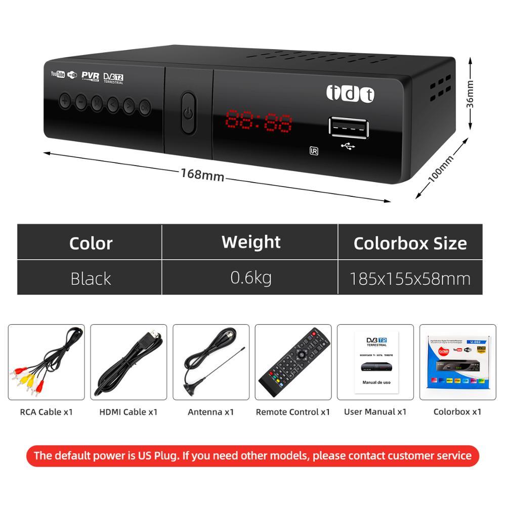 DVB-T2 Decodificador Receptor para Tdt con Youtube Wifi para Colombia
