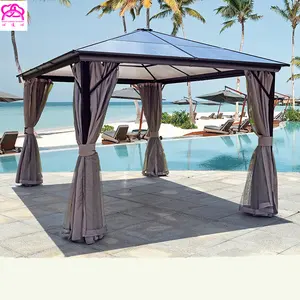 outsunny gazebos Suppliers-3x3M Outsunny Polycarbonate Gazebo with Solid Roof & Curtains