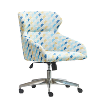 Chaise de bureau moderne et durable pour chambre d'hôtel, avec accoudoirs, revêtement en tissu géométrique, réglable, pivotante sur roulettes, chaise de bureau commerciale