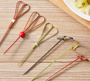 Brochettes de viande en bambou jetables et sans danger, accessoires de barbecue, bâtonnets plats en bambou - Product Image 2