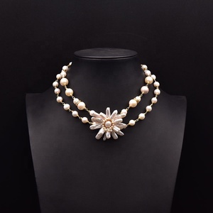 Collar de Perlas de Agua Dulce Natural, Diseño de Flor de Camelia Chapado en Oro de Varias Capas, Elegante Collar de Perlas para <span class=keywords><strong>Novia</strong></span> de Boda - Product Image 1