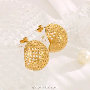 2024 fancy large hoop trending earrings gold filled ball Bird Nest earrings party classy earrings for girls