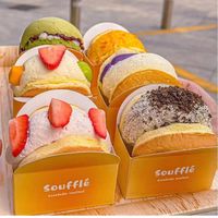 Cream Souffle Cake Roll Hamburguesa y Donut Caja de embalaje de cartón desechable para alimentos y alimentos para bebés con laminación mate