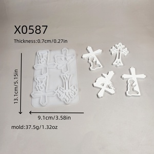 Moldes de fundición de resina hechos a mano para adornos decorativos DIY estilo Ins Cruz de silicona hueco casa colgante molde X0587 - Product Image 2