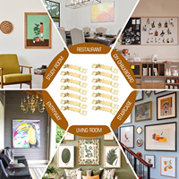 Kit de fixation pour cadres photo avec crochets de sécurité, tailles variées, avec vis, accessoires de montage mural assortis, en acier au carbone doré
