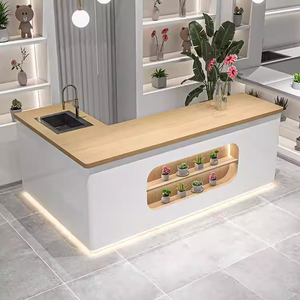 Fournitures pour cafés, présentoir en bois personnalisé pour café/desserts/pâtisseries, éclairage LED, robuste, finition vernie - Product Image 4