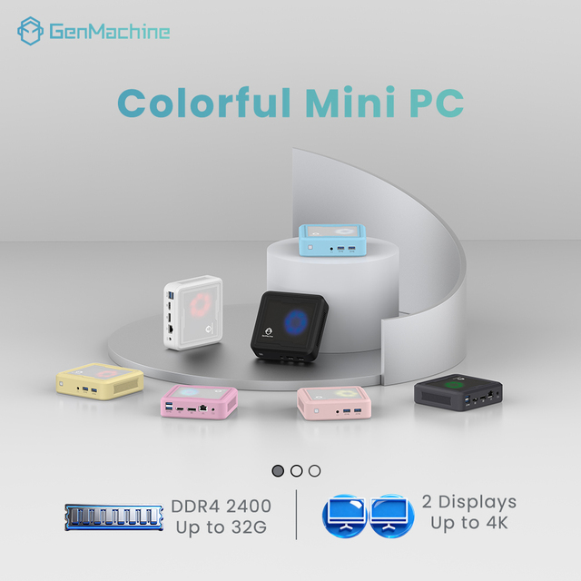 GenMachine AMD Mini PC Ryzen 3 2200U 2 Core RAM 8GB SSD 512GB Wifi 5 BT4.2 HD 2*USB3.0 2*USB2.0 1G LAN 2 Display Screen Factory