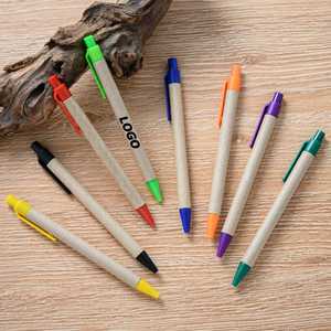 Eco Friendly Retractable <b>Paper</b> Tube Ballpoint Pens Bulk Custom Logo Plastic Tip Promotional School Office Gifts - Product Image 1