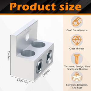 Клеммы заземления Blulu, 2 шт., алюминиевые, двойного назначения, механические, для двухпроводных кабелей (250 Mcm-6sol), производство Китай - Product Image 2