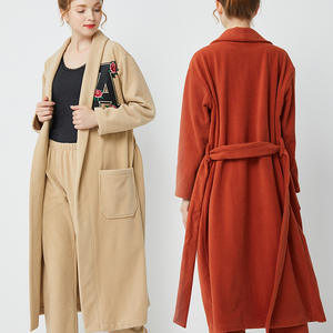 Primavera otoño nuevo vestido de Casa señoras pijama de lana Polar de doble cara UE EE. UU. Tallas grandes abrigo largo + Pantalones conjunto camisón de Casa mujeres - Product Image 3