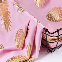 Tissu en rayonne 100% avec motif d'ananas durable imprimé en feuille d'or pour vêtements pour femmes respirant et tissé pour filles