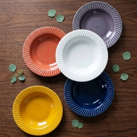 Assiettes à soupe rondes en céramique, vente en gros, design moderne, bon marché, multicolores, rondes et profondes, vaisselle, 1 ensemble