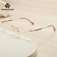 À la mode nouveau oeil de chat sans cadre bleu lumière bloquant les lunettes en métal pour les femmes sans monture lunettes cadres Monturas Opticas