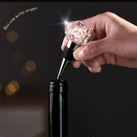 Bouchon de bouteille de vin en cristal, rose, 100 pièces, personnalisé, pour cadeaux de mariage