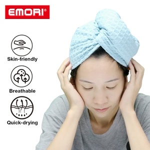 Personnalisé 25X35 cm Waffle Weave Microfibre Cheveux Secs Wrap Cap Séchage Rapide Serviette À Absorption - Product Image 2
