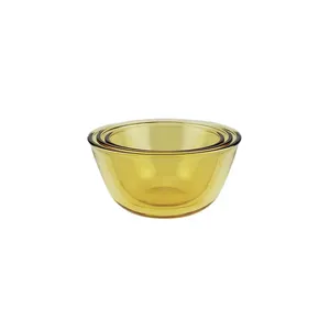 Amber high borosiliacte heat resistant salad colored glass bowls for fruit food