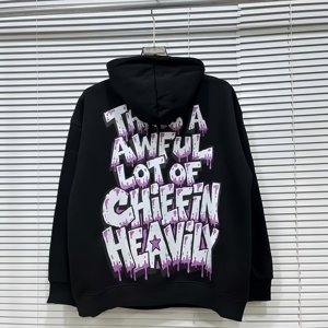 Mode Musim Gugur Musim Dingin Baru, Sweatshirt Berkerudung Klasik dengan Cetakan Kartun Hitam, Pullover dengan Tulisan 'THAT'S AWFUL LOT of COUGH SYRUP' untuk Pria - Product Image 2
