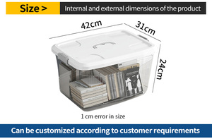 Znst025 tùy chỉnh dung lượng lớn hộp lưu trữ nhựa trong suốt để lưu trữ đồ ăn nhẹ, sách, quần áo, vv, có nắp và tay cầm - Product Image 4