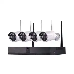 4ch 1080P Audio Nirkabel NVR Kit P2P 1080P Indoor Outdoor IR Malam Visi Keamanan 2.0MP Audio IP Camera WIFI Kamera CCTV Sistem
