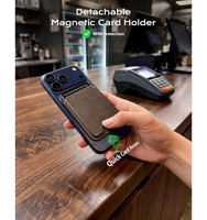 Étui magnétique détachable pour cartes avec logo personnalisé, en cuir végétalien premium, anti-RFID, pour Airtag et porte-passeport, idéal pour agences de voyage et compagnies aériennes