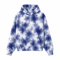 Sweat à capuche pour homme bleu nébuleuse tie-dye personnalisé, essentiel de la garde-robe, coupe oversize et ample