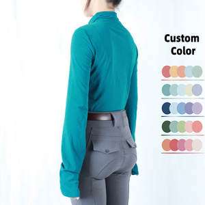 Camisas de equitación para mujer, camisa de equitación con orificio para el pulgar, artículos ecuestres, ropa de equitación transpirable de malla ligera - Product Image 3