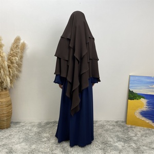 2295 #   Khimar 3 voiles Jilbab pour femmes musulmanes, en mousseline épaisse, long hijab, grand foulard de prière islamique, châles de tête à 3 couches - Product Image 6