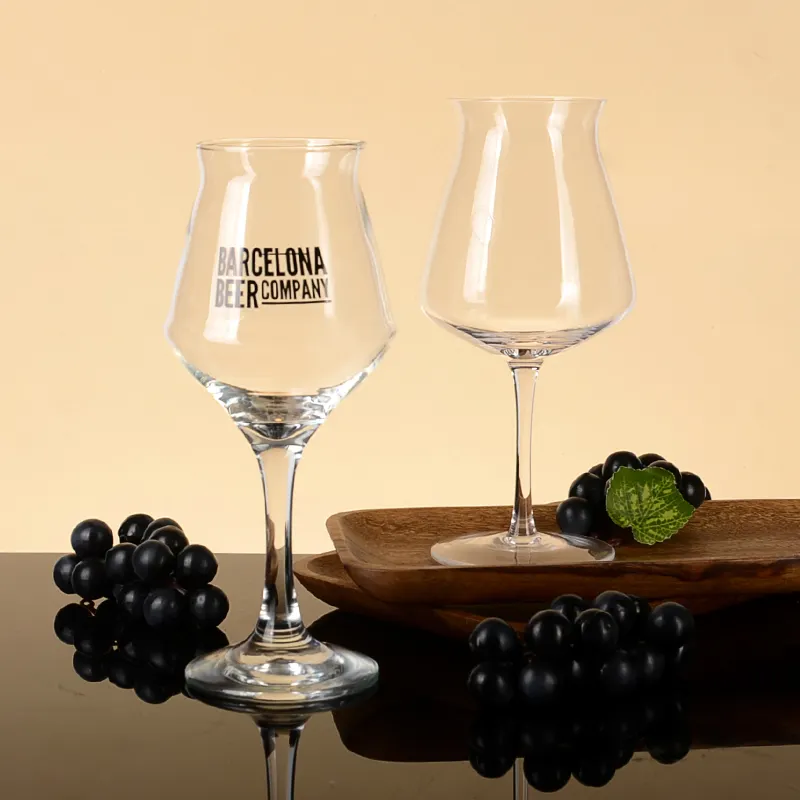 Custom logo long stem tulip glass wholesale tulip beer glasses clear TEKU glass red wine glasses goblet glass