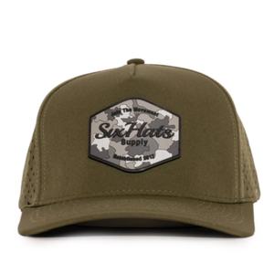 Casquette de golf OEM personnalisée en maille perforée avec logo, 5 panneaux, visière légèrement incurvée, snapback, patch en caoutchouc imperméable - Product Image 2