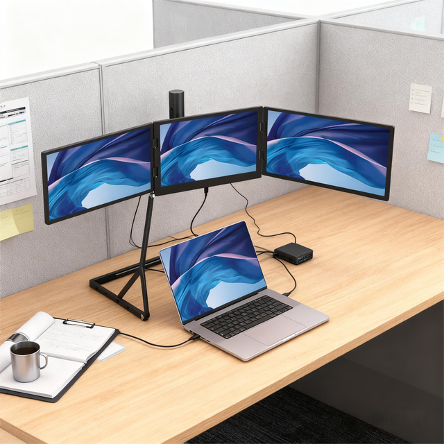 Wholesale Ultra-thin Design 15.6 Inch Portable Monitor for Laptop Triple With Adjustable Base Bracket Triple Screen Monitor