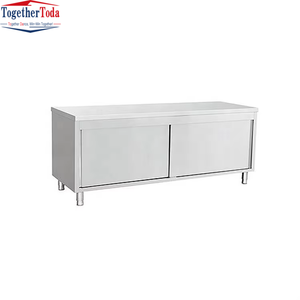 Armoire de rangement à double porte en acier inoxydable blanc, durable, hygiénique et peu encombrante, pour cuisine et restaurant - Product Image 1
