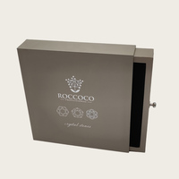Emballage de luxe personnalisé Sunny Packaging SV-GB-017, tiroir coulissant en carton rigide, feuille d'or, pierres de cristal, doublure en éponge, recyclé, mat