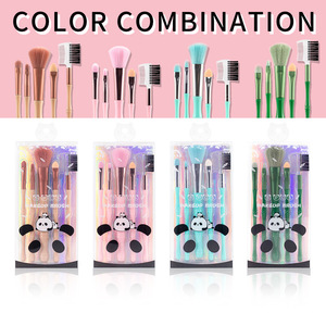 Venta caliente princesa Rosa pelo sintético cara maquillaje pinceles doble cabeza conjunto 10 Uds plano y ventilador para corrector delineador de ojos al por mayor - Product Image 6