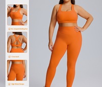 Nouvel ensemble de sport 2 pièces pour femmes grandes tailles, soutien-gorge en nylon à séchage rapide, pantalon de yoga taille haute, idéal pour les exercices de fitness