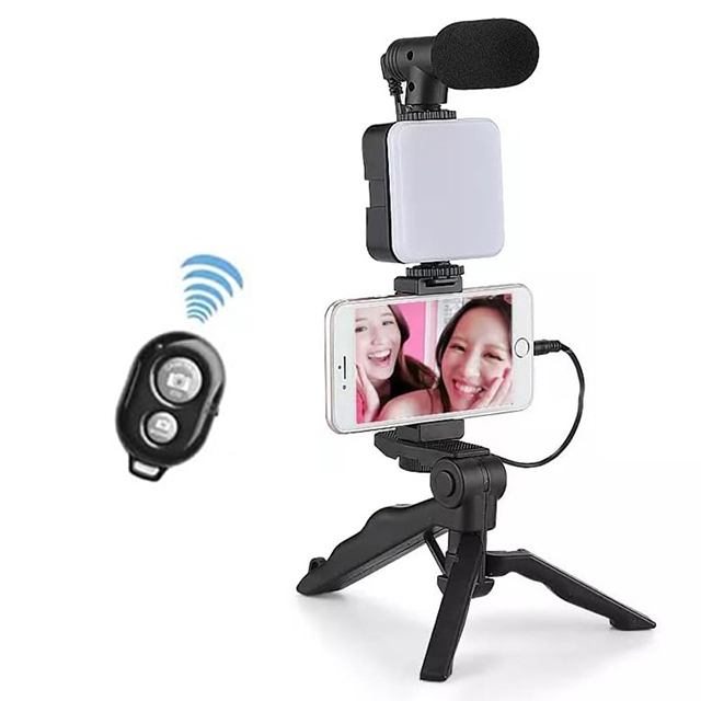 2024 Tripod Holder Vlogging Kits Live Selfie LED Fill Light Integration with Microphone Equipment for Video Kit