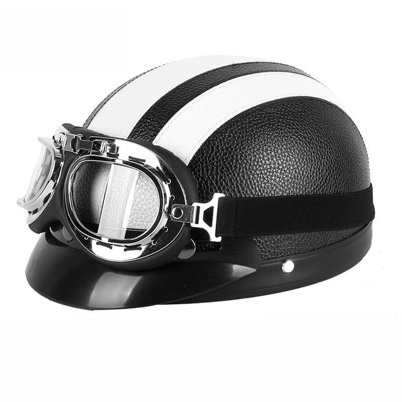 Винтажный мотоциклетный шлем для езды на мотоцикле, уличный мотоциклетный шлем с очками и теплым горлом, Зимний мотоциклетный шлем с открытым лицом, велосипедный полушлем