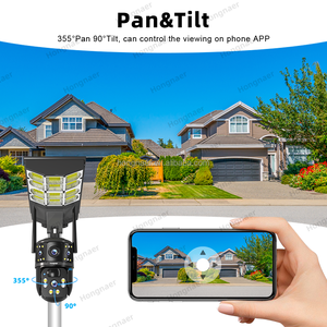 Hongnaer 8MP không dây 4G ngoài trời năng lượng mặt trời surveil máy ảnh eseecloud 4k ống kính kép an ninh 4G Sim Thẻ CCTV năng lượng mặt trời ánh sáng đường phố máy ảnh - Product Image 4