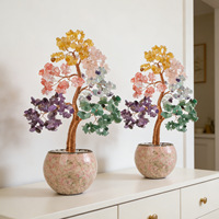 Arbre de la Fortune en Cristal Naturel, Arbre de Vie en Aventurine Verte, Décoration de Bureau, Entrée, Ornements en Cristal