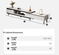 Meuble TV et Table Basse Modernes Simples, Design Télescopique au Sol pour Petit Appartement, Salon, Matériau Pierre, Chine
