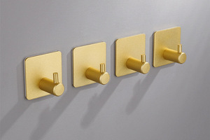 Modern Stainless Steel Gold Wall Mount <b>Hook</b> Self-Adhesive J-Shape Metal Door Hanger <b>Kitchen</b> Bathroom Coat Clothes Display - Product Image 3