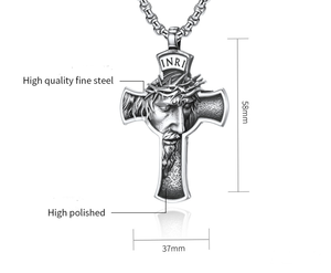 Top Qualidade Mens Aço Inoxidável Jesus Cristo Face Crucifixo Cruz Pingente Colar 2024 - Product Image 6
