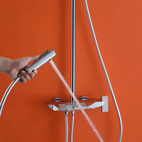 Avatto — ensemble de douche avec mitigeur et pulvérisateur, modèle Piano à 4 fonctions, Chrome, blanc, gris, pour salle de bains